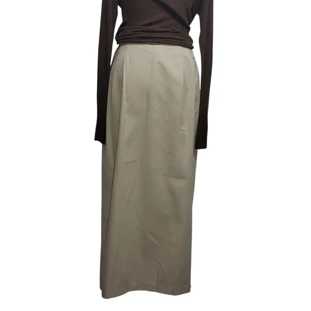 Vintage 90s Bedford Fair Maxi Skirt NWT 12 Khaki Cotton Utility Cottagecore